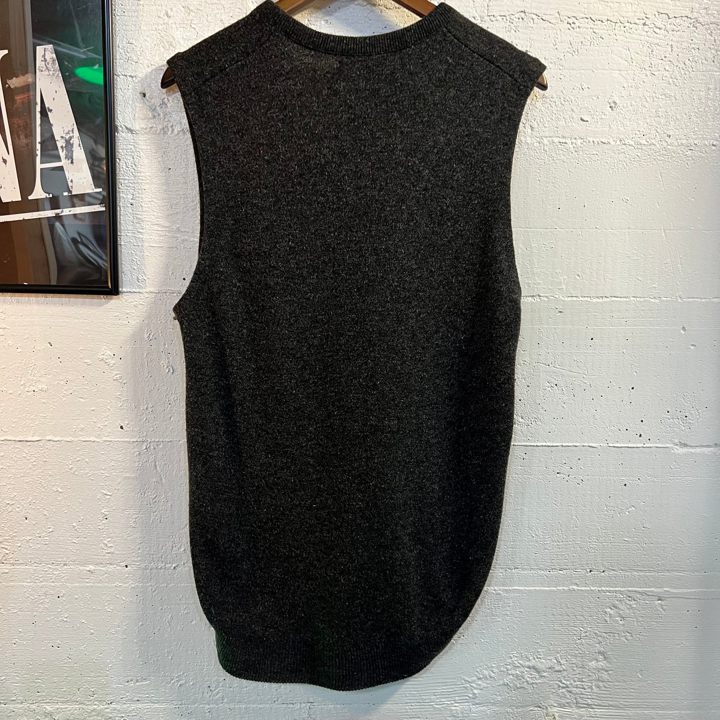 Vintage Robert Bruce Orlon Speckled Sweater Vest - Size Large - Union Made - Dark Grey/Multi