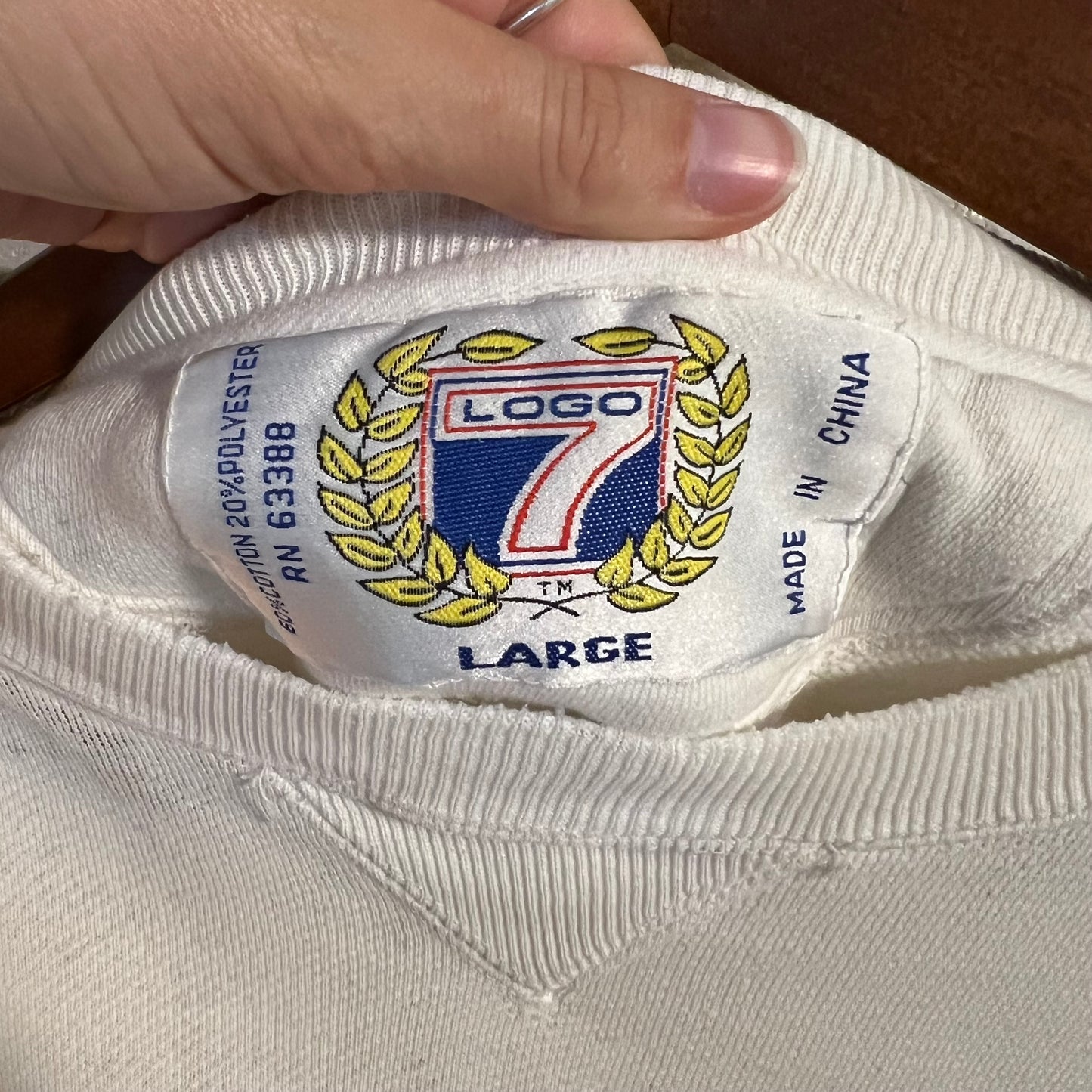 Vintage 90's Distressed Notre Dame Fighting Irish Logo 7 Embroidered Crewneck Sweatshirt - Size Large - Made In USA