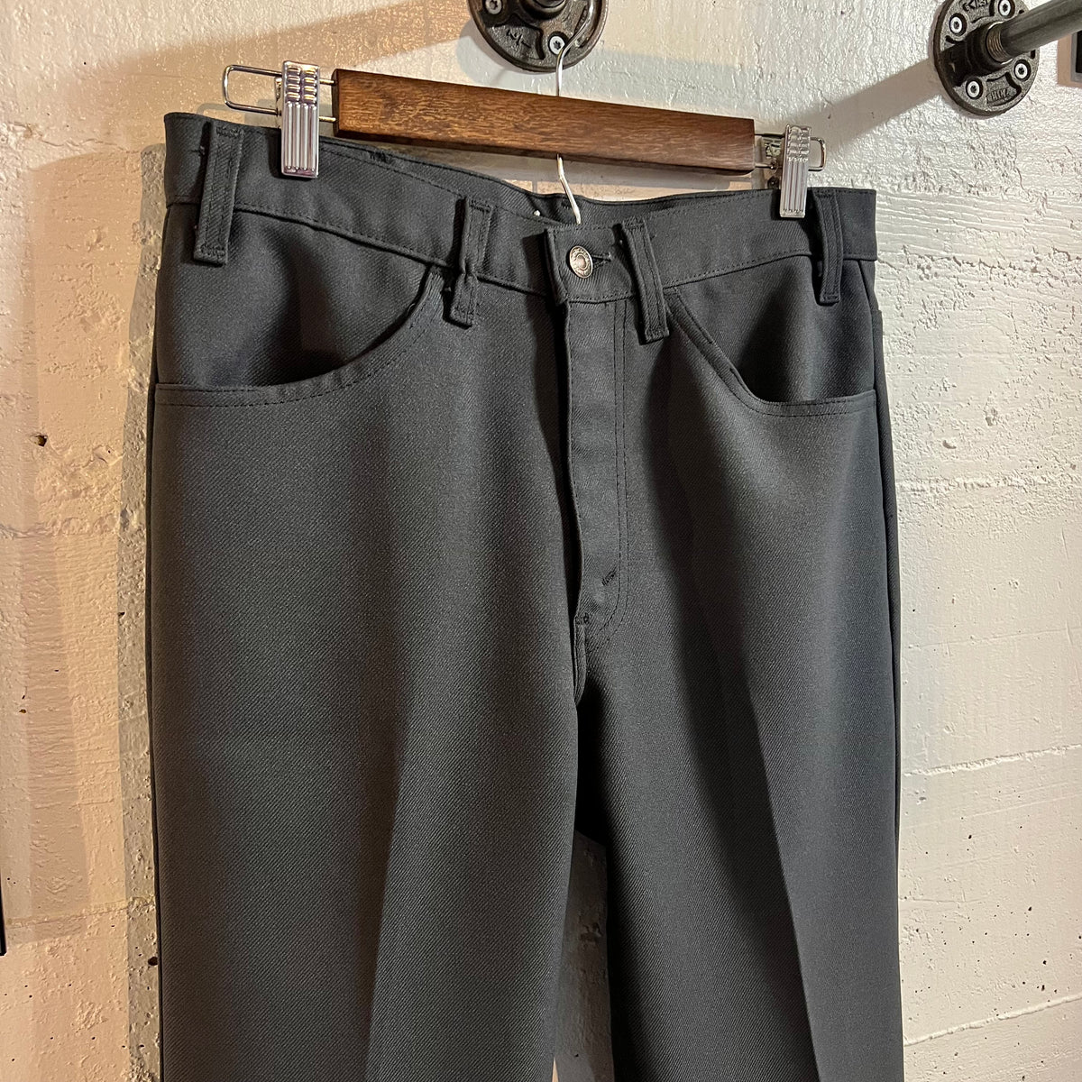 True Vintage Levi's 517 Sta-Prest Boot Cut Pleated Pants - Size 30" x 30" - Made In USA - Charcoal Gray - Talon Zipper