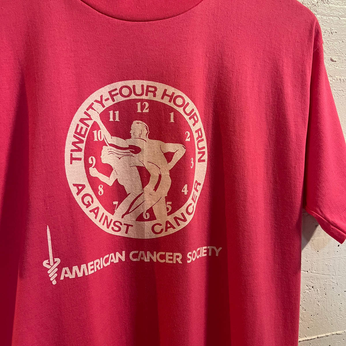 Vintage 90’s American Cancer Society 24hr Run Single Stitch T-Shirt - Size Large - Made In USA - Pink/White
