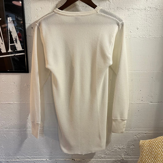 Vintage 90's Morgan Mills Cotton Blend Waffle Knit Thermal Long Sleeve Shirt - Size XL - Made In USA - White