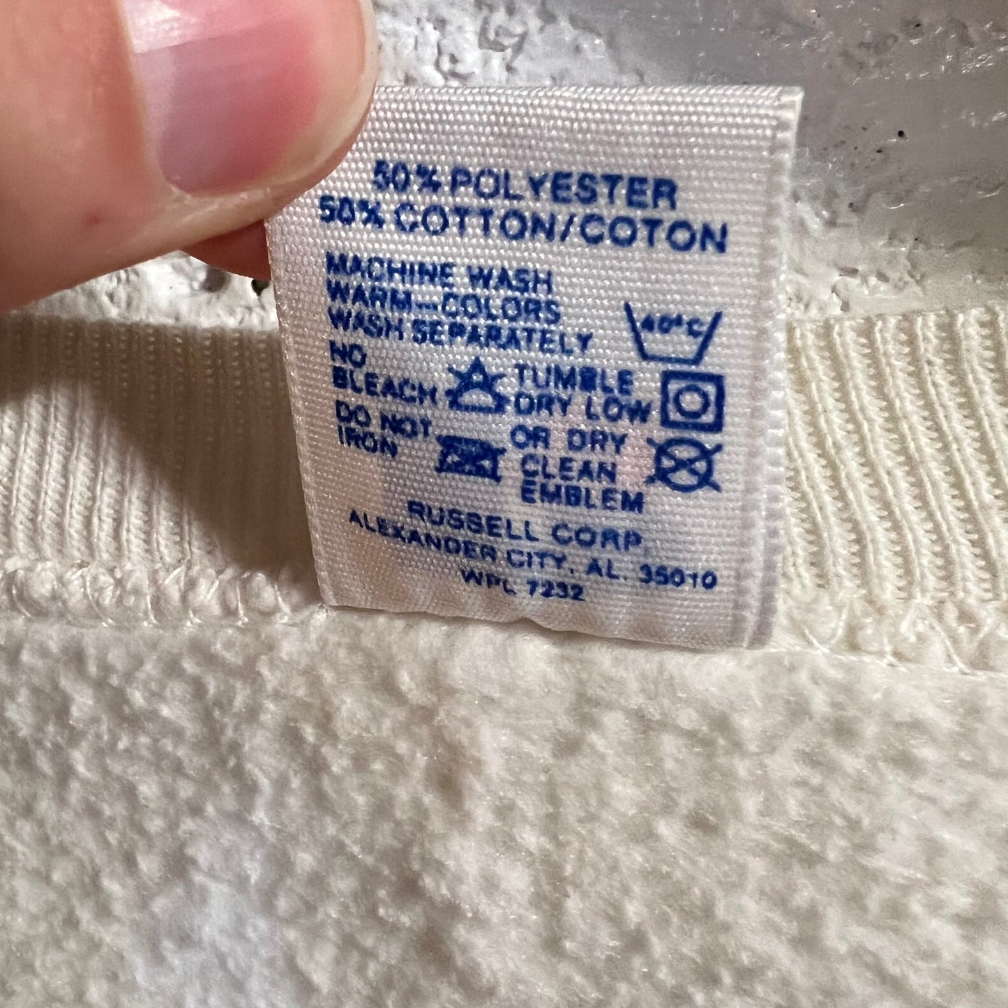 Vintage 1980's Russell Athletic 'Pirate Band-Pearl MS' Graphic Crewneck Sweatshirt - Size Large - Made In USA - White