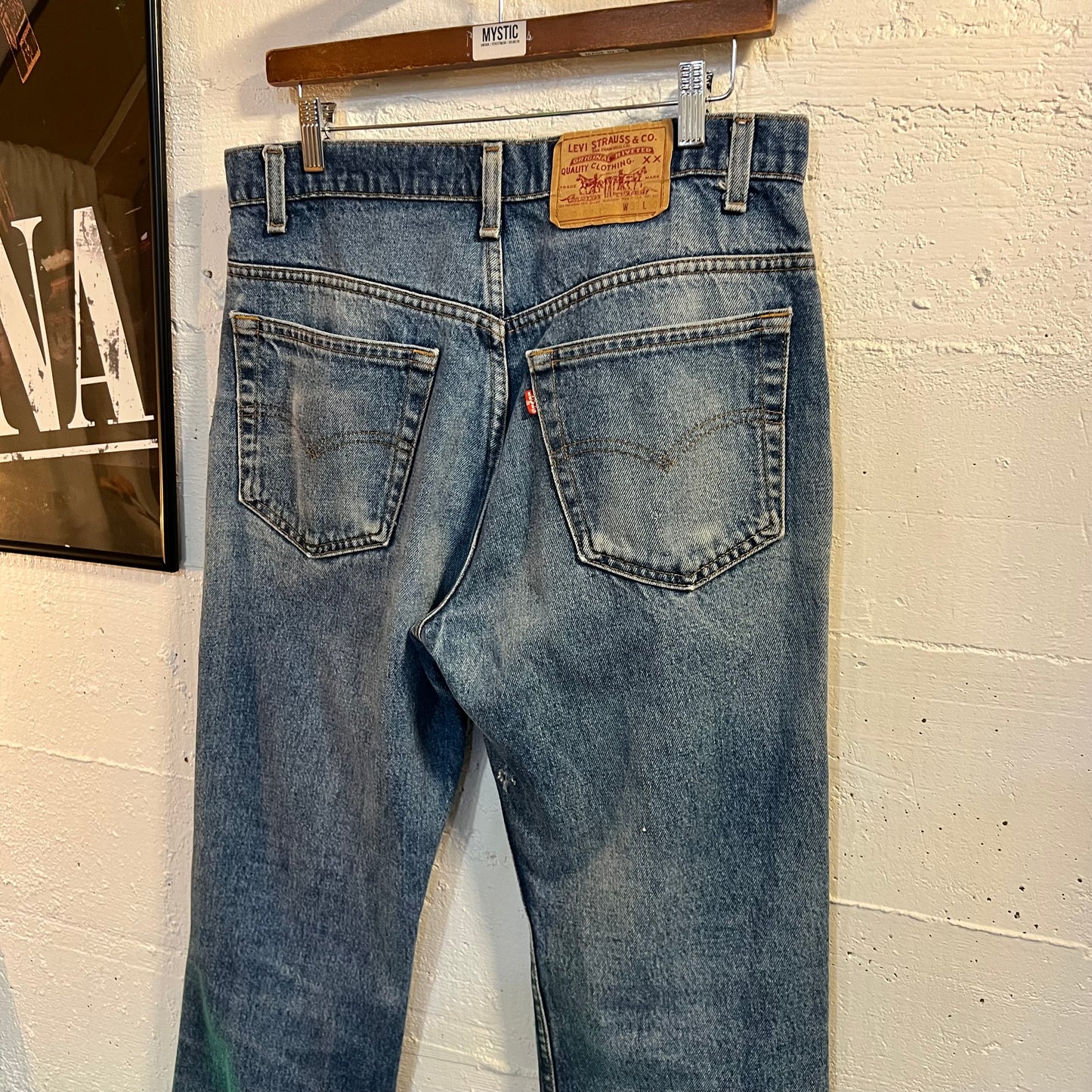 Vintage 1980's Levi's 517-0217 Distressed Bootcut Jeans - Size 32" x 30" - Made In USA - Stonewash Indigo