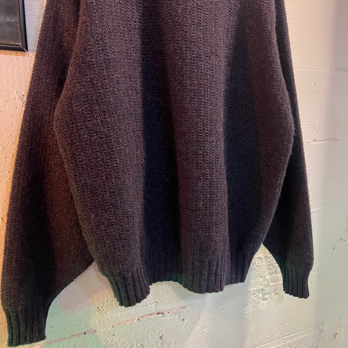 Vintage L.L.Bean 100% Marled Wool Zip-Up Knitted Sweater - Size Large - Made In USA - Blue/Purple/Multi