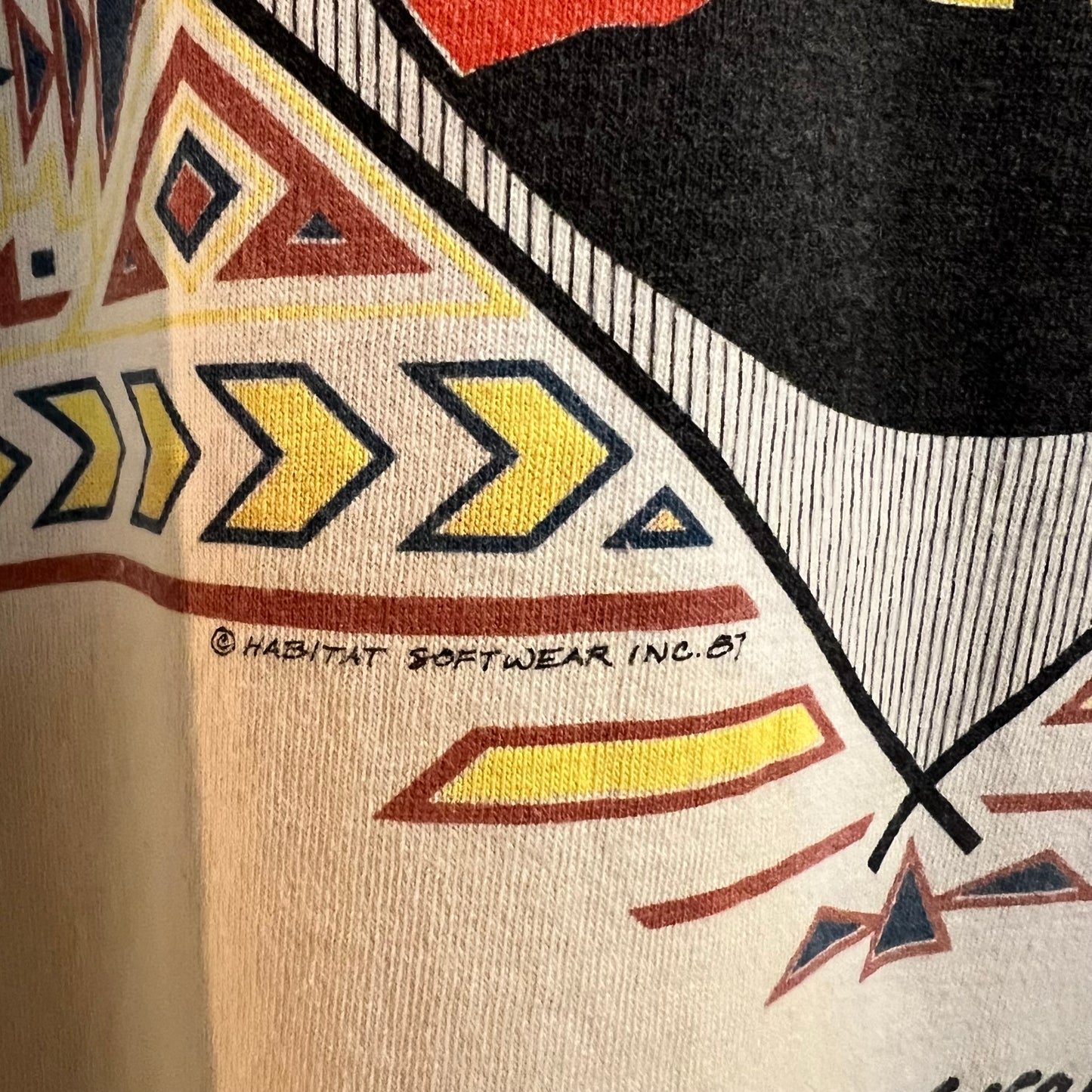 Vintage 80's Habitat 'Albuquerque' Southwestern Single Stitch T-Shirt - Size XL - Cream/Tan