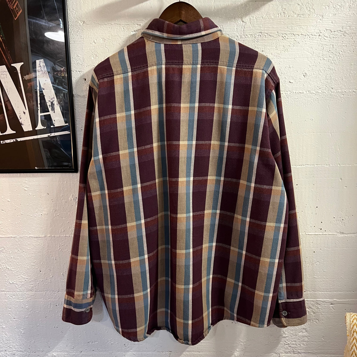 Vintage 80’s Frostproof Plaid Cotton Flannel Shirt - Size XL - Made In USA - Purple/Blue/Tan/White