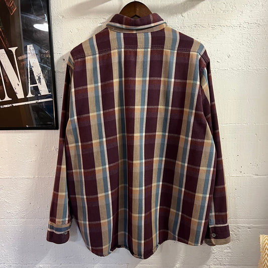 Vintage 80’s Frostproof Plaid Cotton Flannel Shirt - Size XL - Made In USA - Purple/Blue/Tan/White