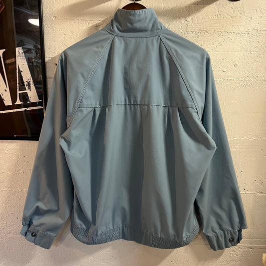 Vintage 1960’s Mister 365 For Rain Or Shine Chin Strap Harrington Jacket - Size 38 (S) - Made In USA - Light Blue