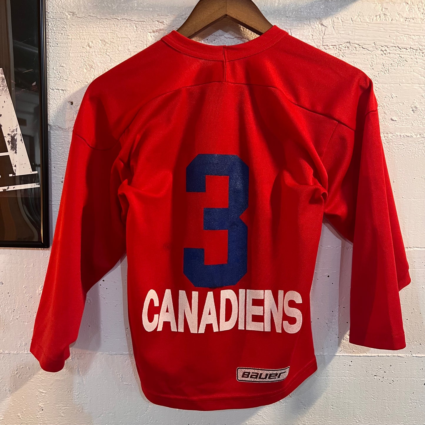 Vintage 90's Youth Bauer #3 Hockey Jersey - Size Youth Small - Red/White/Blue