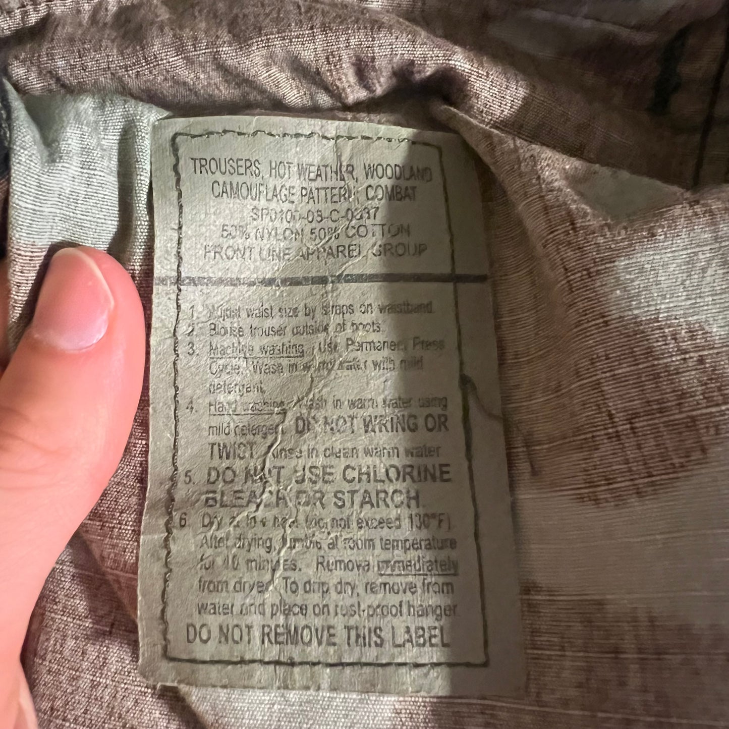 Vintage 2003 U.S. Military Issue Woodland Camouflage Hot Weather Combat Trousers - Size Medium (30"-35") - Made In USA