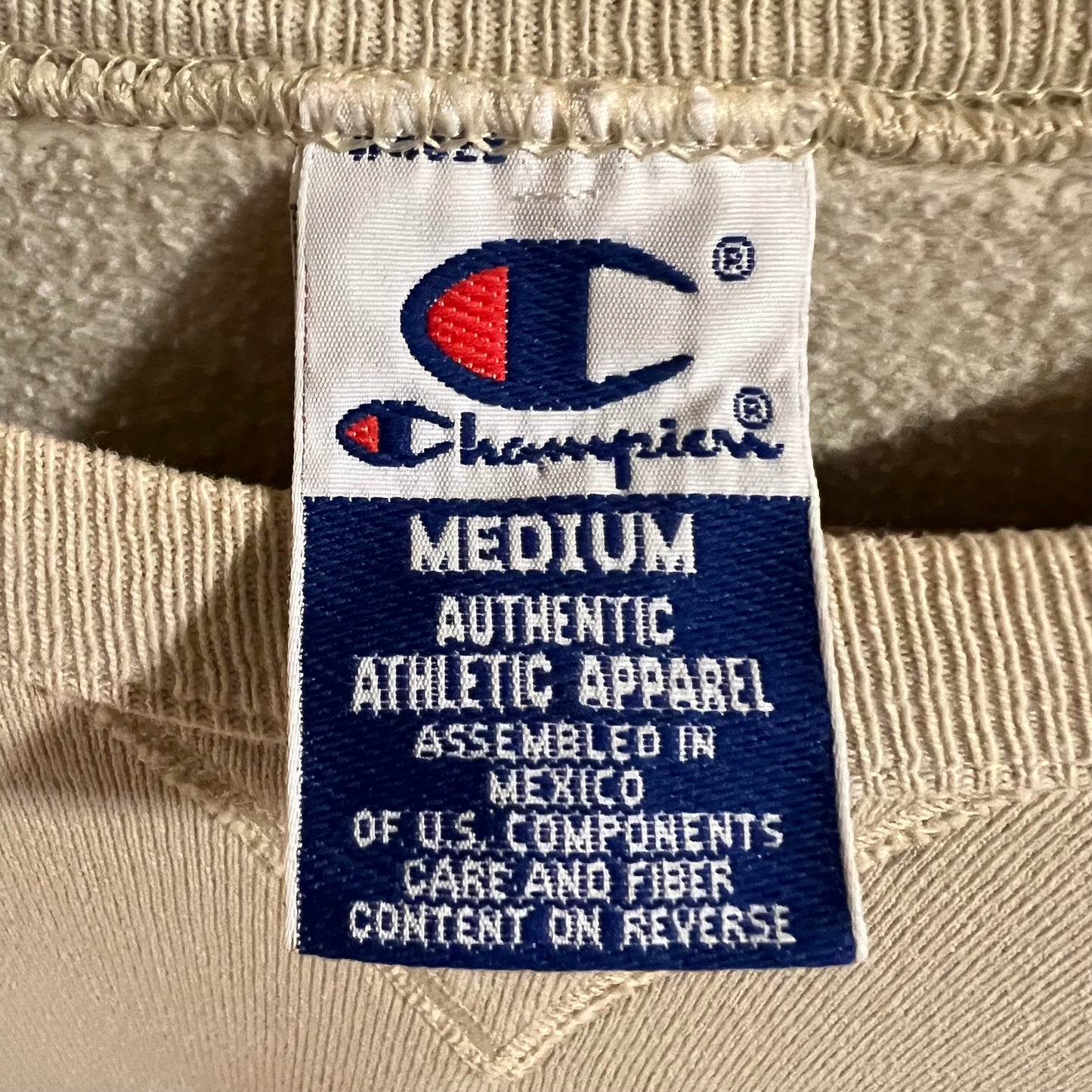Vintage 90’s Embroidered Champion Crewneck Sweatshirt - Size Medium - Beige