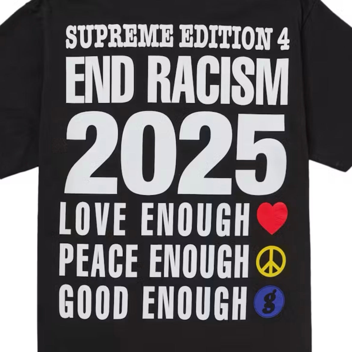 *New* Supreme x GOODENOUGH 'End Racism' Tee - Size Large - Black - SS25