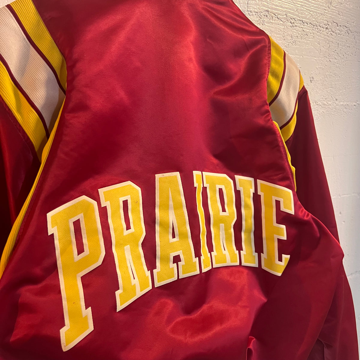 Vintage 1980's Powers Athletic Wear Satin Varsity Jacket - Size Large (42) - Vancouver Prairie Falcons - Union Made UGWA