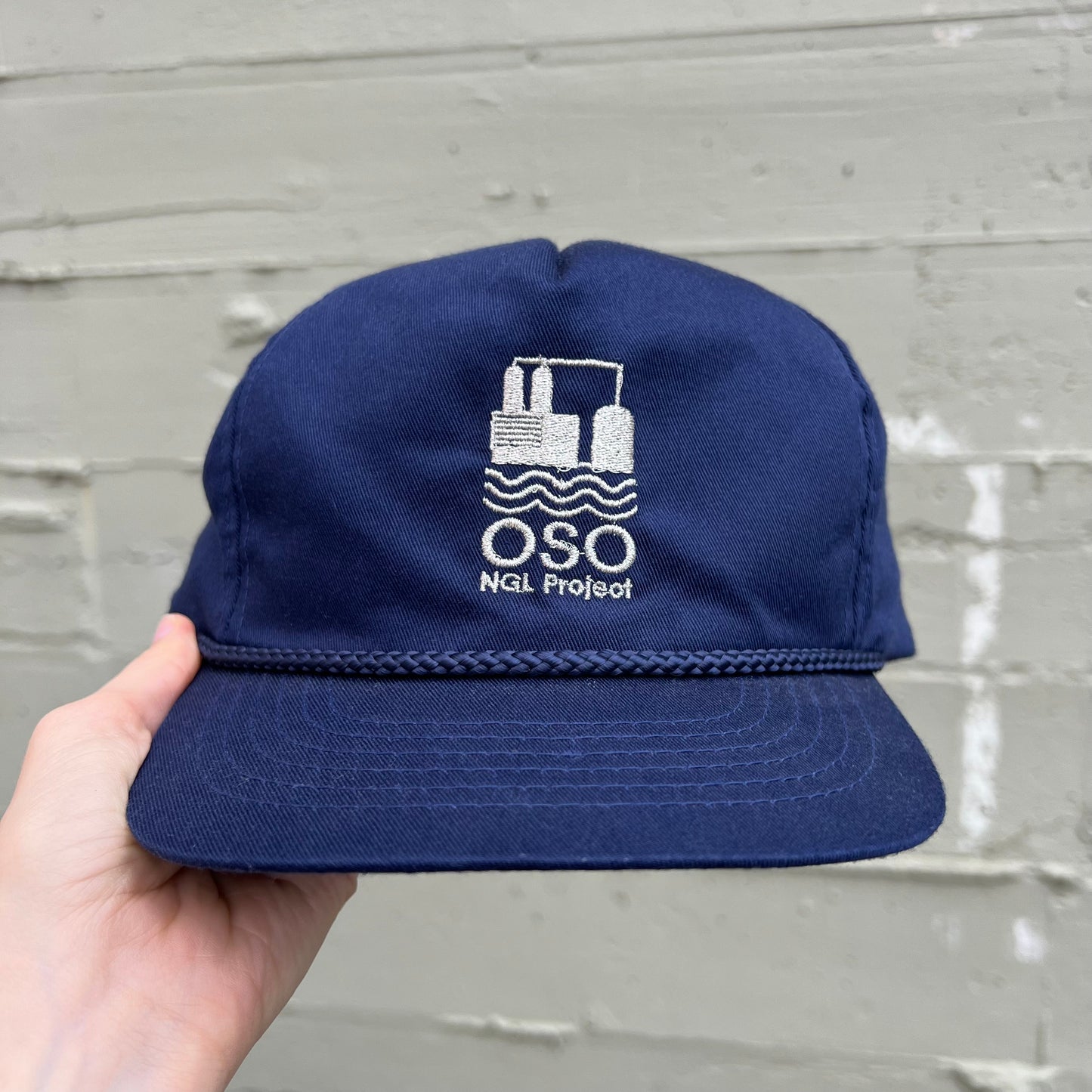 Vintage 1990's OSO NGL Project Embroidered Snapback Hat - O/S - Navy/Silver