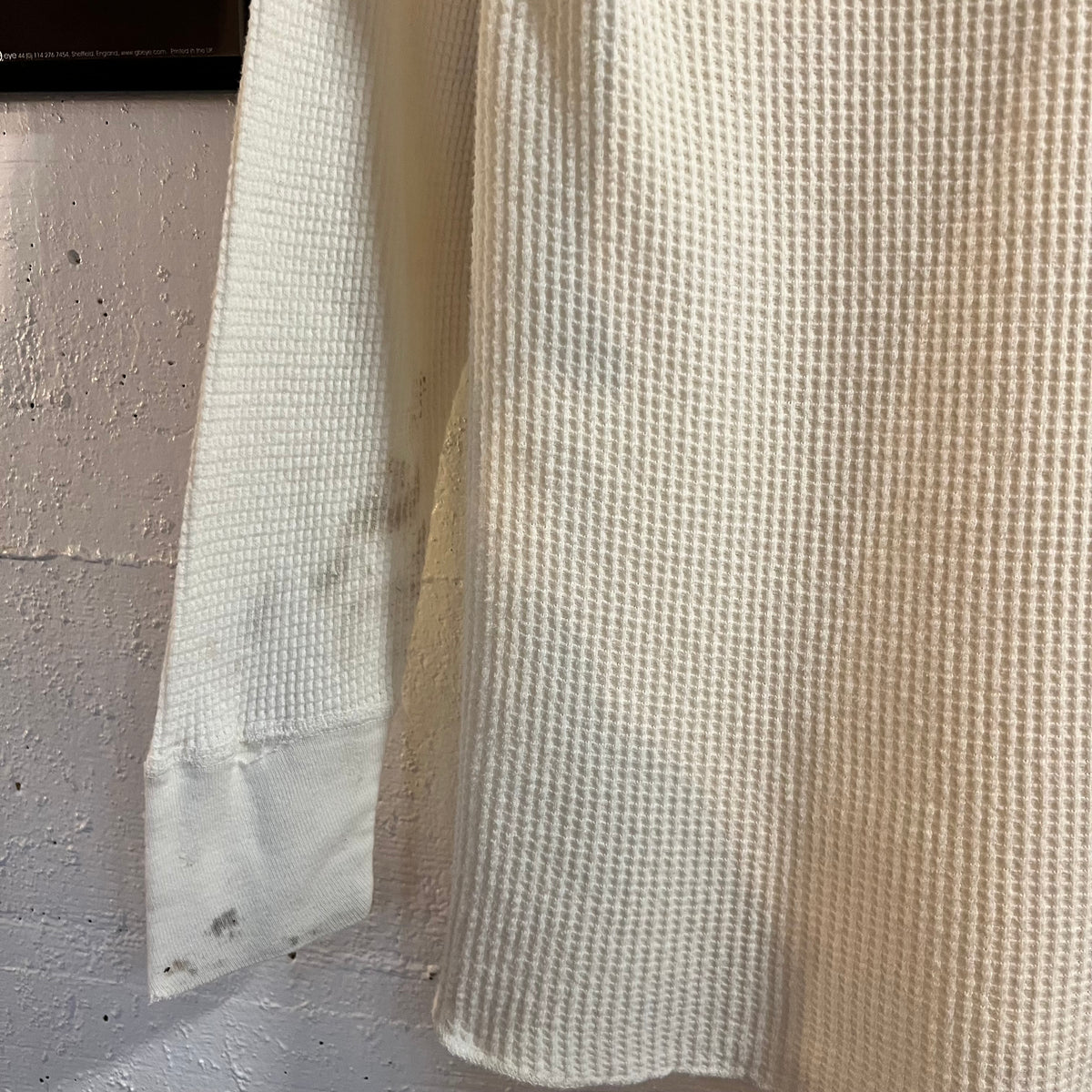 Vintage 60’s/70’s Distressed Kmart Waffle Knit Long Sleeve Shirt - Size Medium - Made In USA - White
