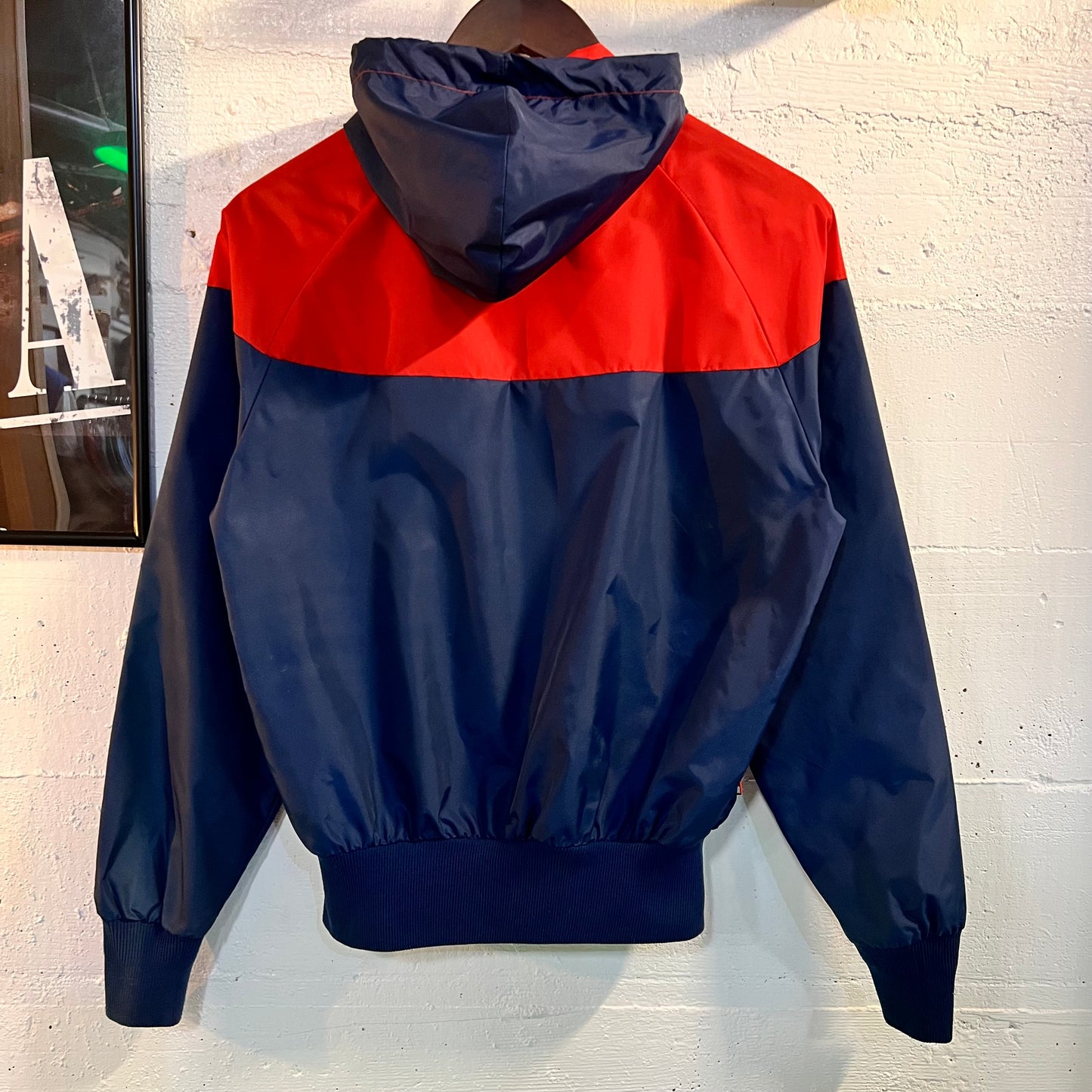 Vintage 1970's/80's Nike Colorblocked Hooded Windbreaker Jacket - Size Small - Made In USA - Red/Blue