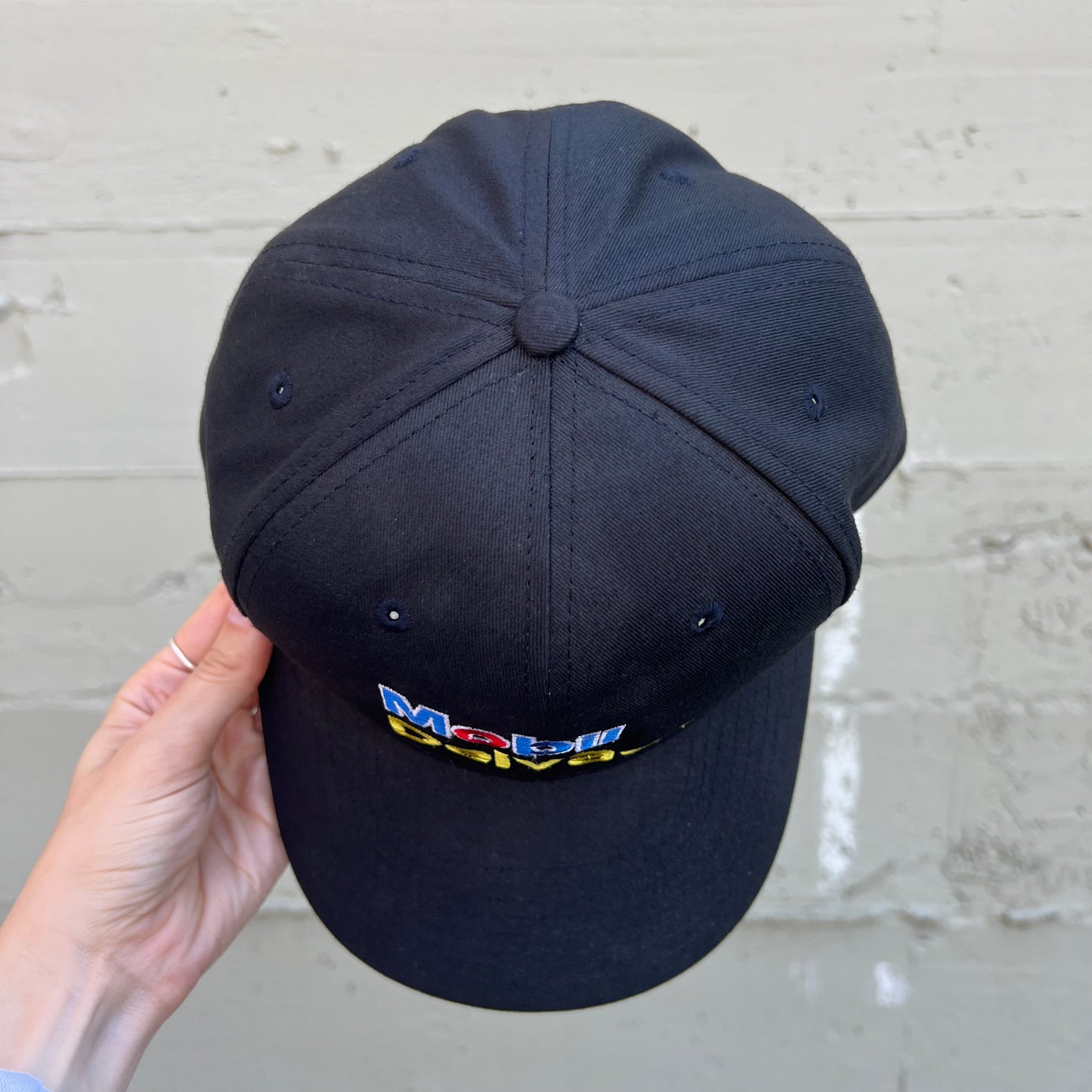 Vintage Embroidered Mobil Gas Delvac Snapback Hat - One Size Fits All - Black