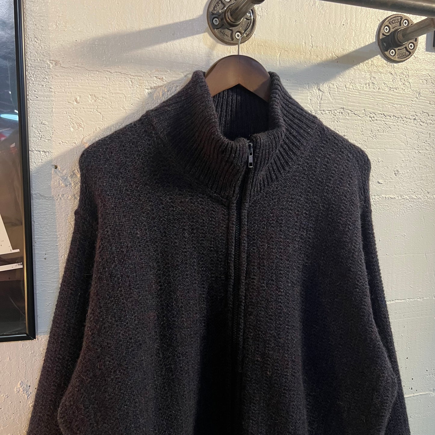 Vintage L.L.Bean 100% Marled Wool Zip-Up Knitted Sweater - Size Large - Made In USA - Blue/Purple/Multi