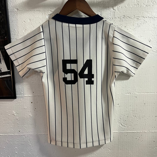 Vintage 80’s MLB NY Yankees Pro-Knit Baseball ‘#54’ Jersey - Size Youth Medium - Made In USA - White/Navy