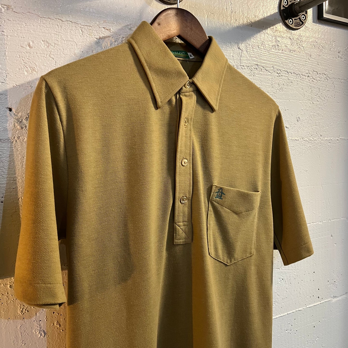 Vintage Munsingwear Penguin Grandslam Polo Shirt - Size Medium - Made In USA - Tan
