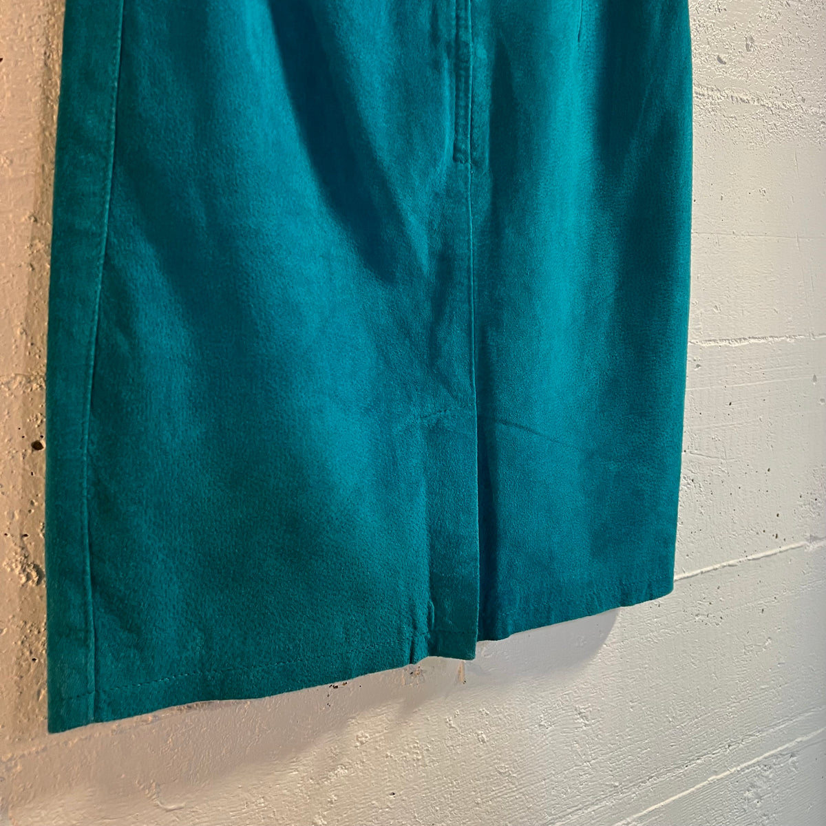 Vintage 90's Turquoise Suede Leather Mini Skirt - Size 3/4 - Blue/Turquoise