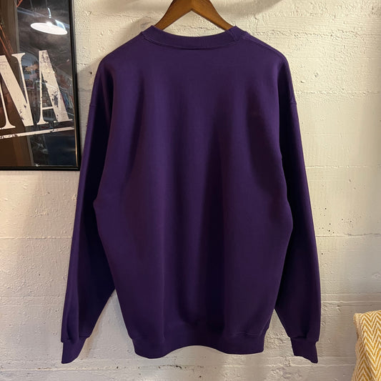 Vintage 2002 Embroidered Jerzees Astoria High School Crewneck Sweatshirt - Size Large - Purple/Yellow