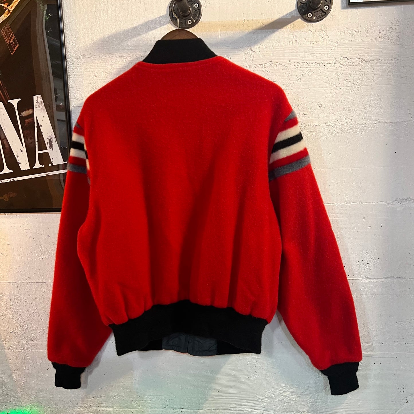 Vintage 1940's Striped Mohair Wool Reversible Stadium Bomber Jacket - Size Large - Made In USA - Talon Zipper