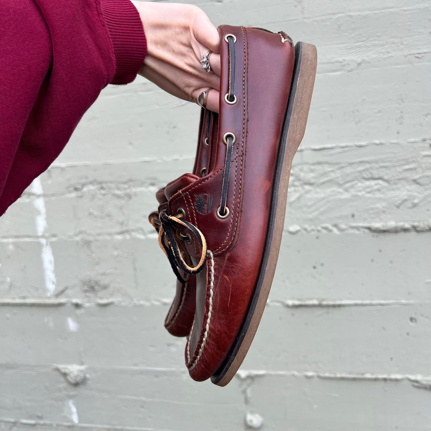 Vintage Timberland Classic Leather W/ Gum Soles Boat Shoes - Size Men's 10/Women's 11 - Brown/Orange