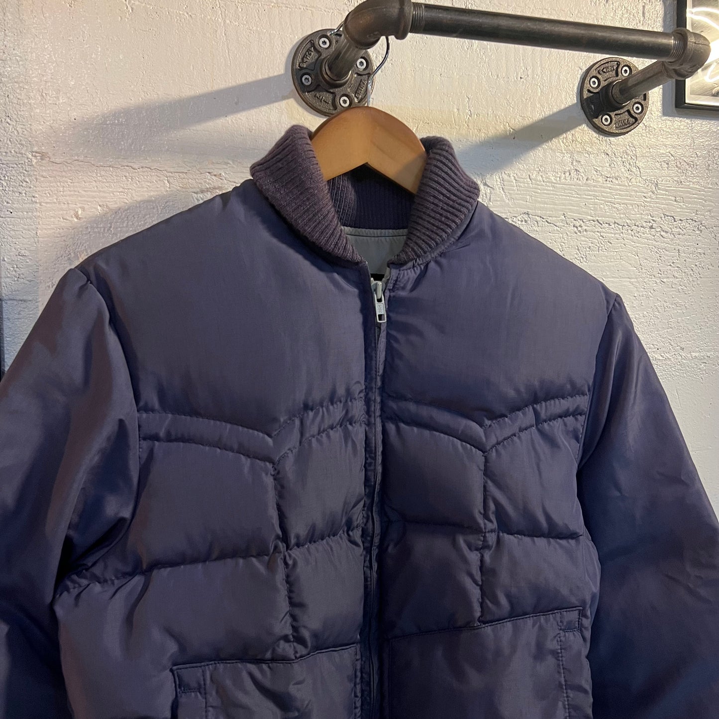 Vintage 70's Tempco Goose Down Western Cut Puffer Jacket - Size Youth XL (14) - Made In USA - Lavender