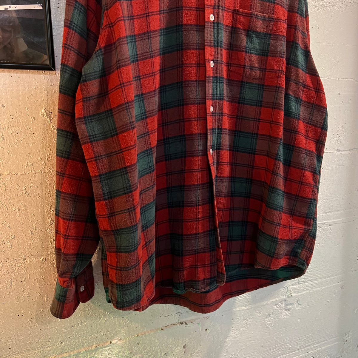 Vintage 90's L.L. Bean Plaid Button Up Flannel - Size XL - Made In USA - Red/Green
