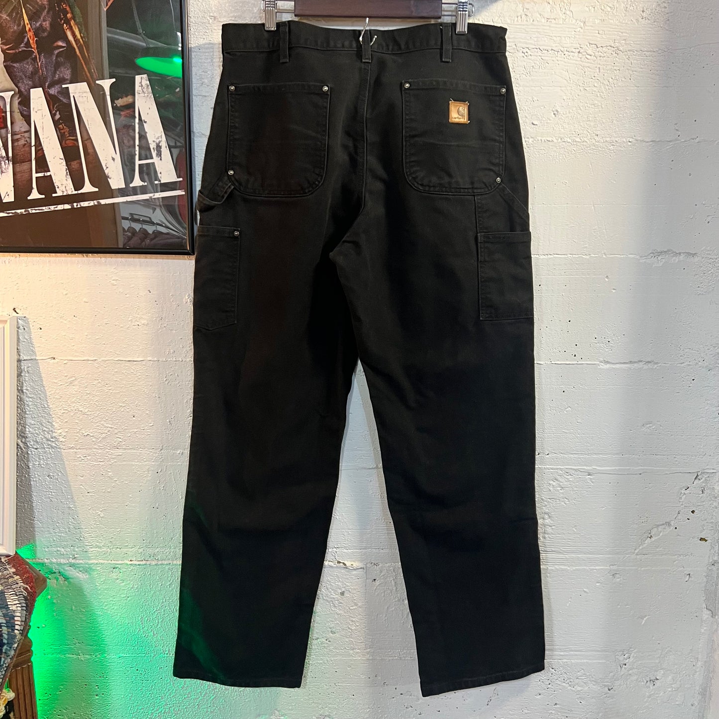 Vintage Carhartt Duck Canvas Original Fit Double Knee Work Pants - Size 35" x 32" - Black - B136 BLK