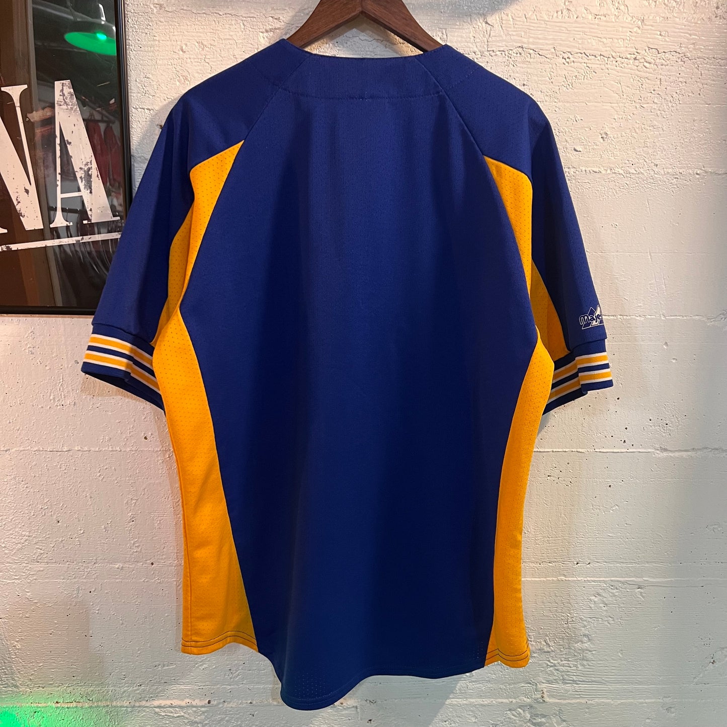 Vintage 90's Los Angeles Ram's Majestic Baseball Style Jersey - Size XL - Made In USA - Blue/Yellow