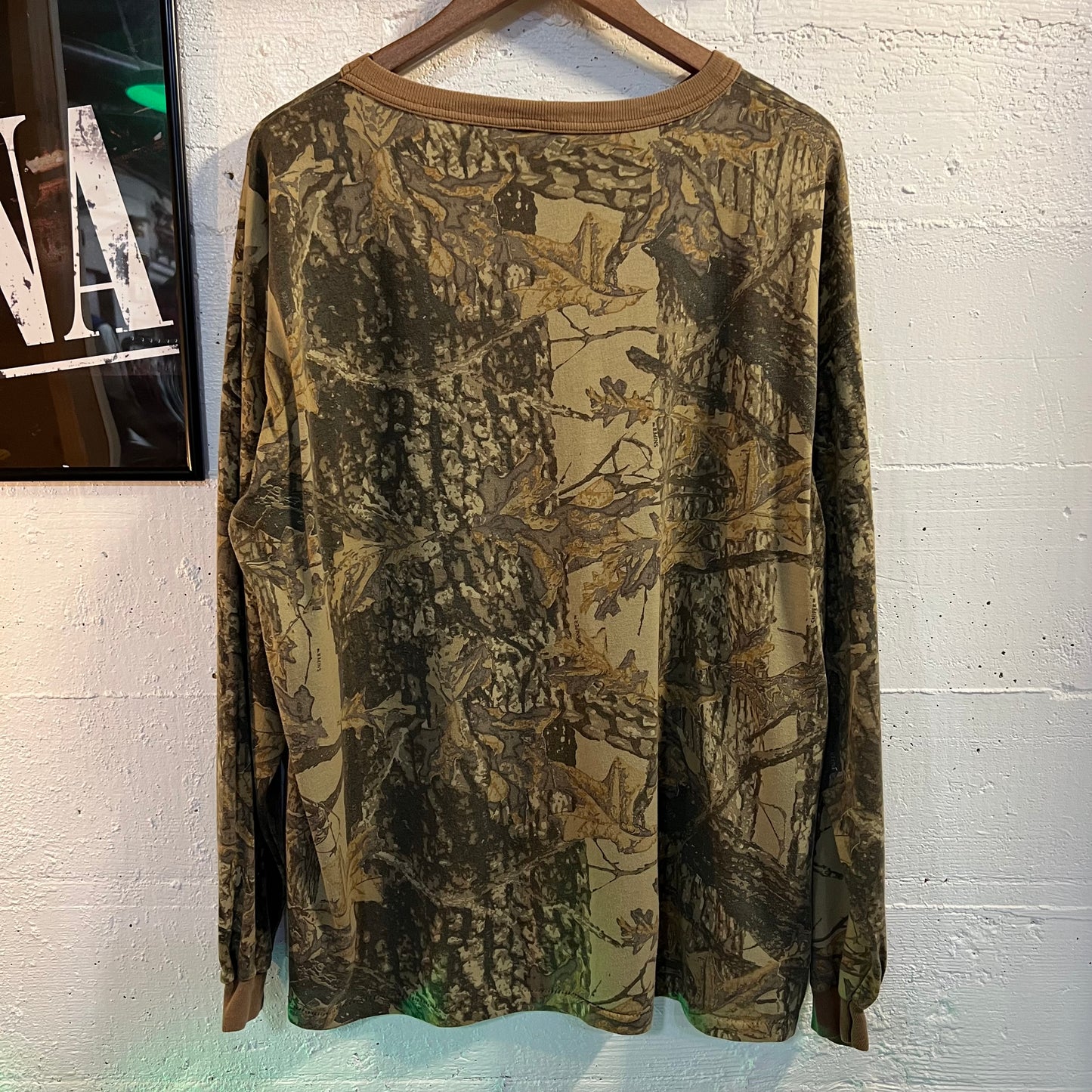 True Vintage Sniper Tree Camo Single Stitch Long Sleeve T-Shirt - Size XXL - Made In USA - Earthtoned