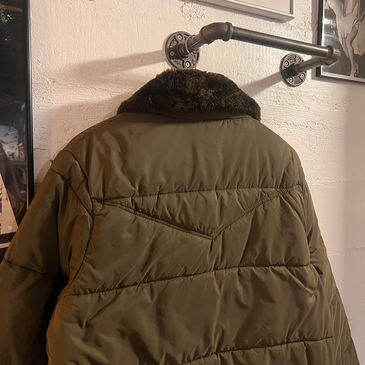 Vintage 1970's Walls Blizzard Pruf Faux Fur Collar Down Jacket - Size XL - Brown - Made In USA