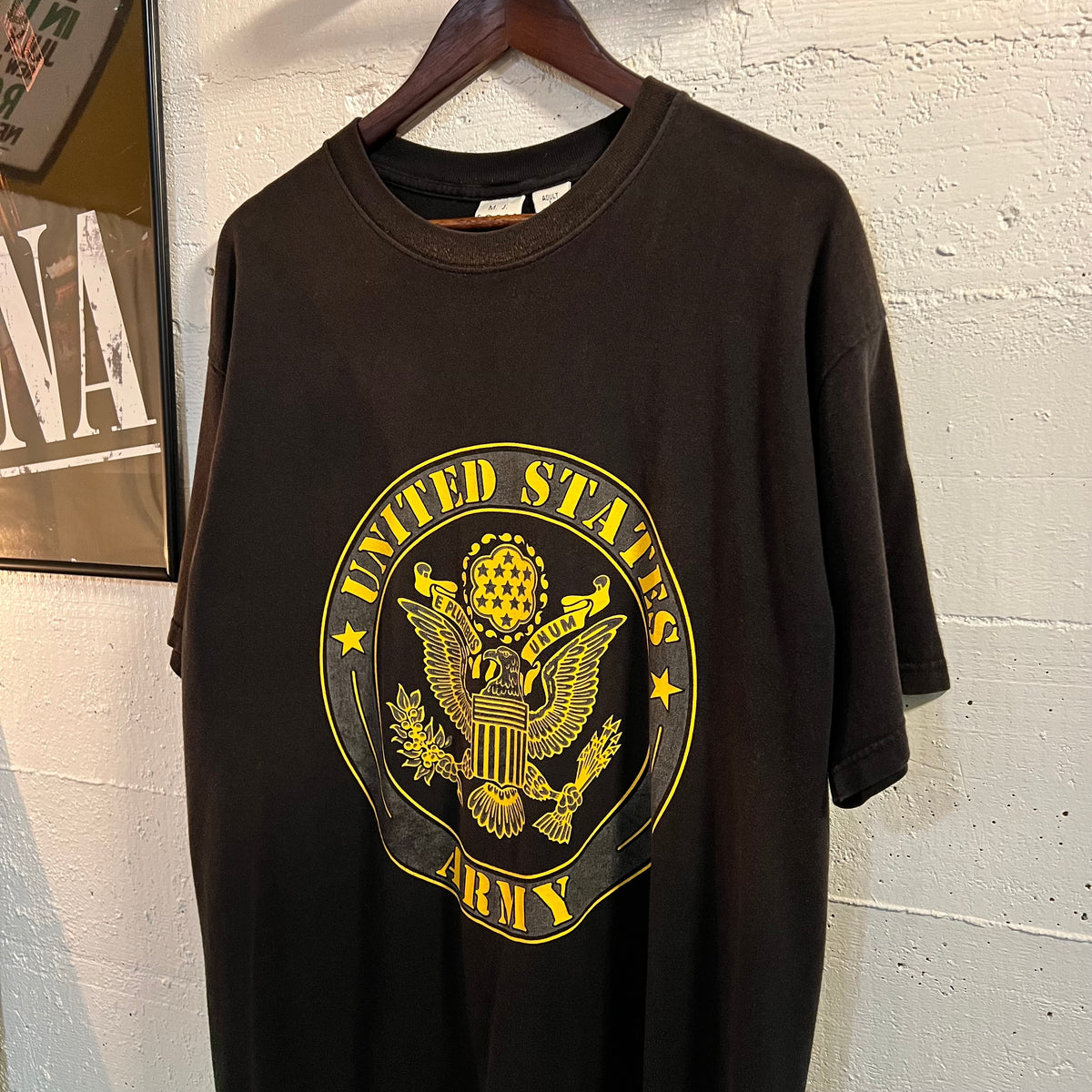 Vintage 90's U.S. Army Reflective Seal Double Sided T-Shirt - Size Large - Made In USA - Faded Black