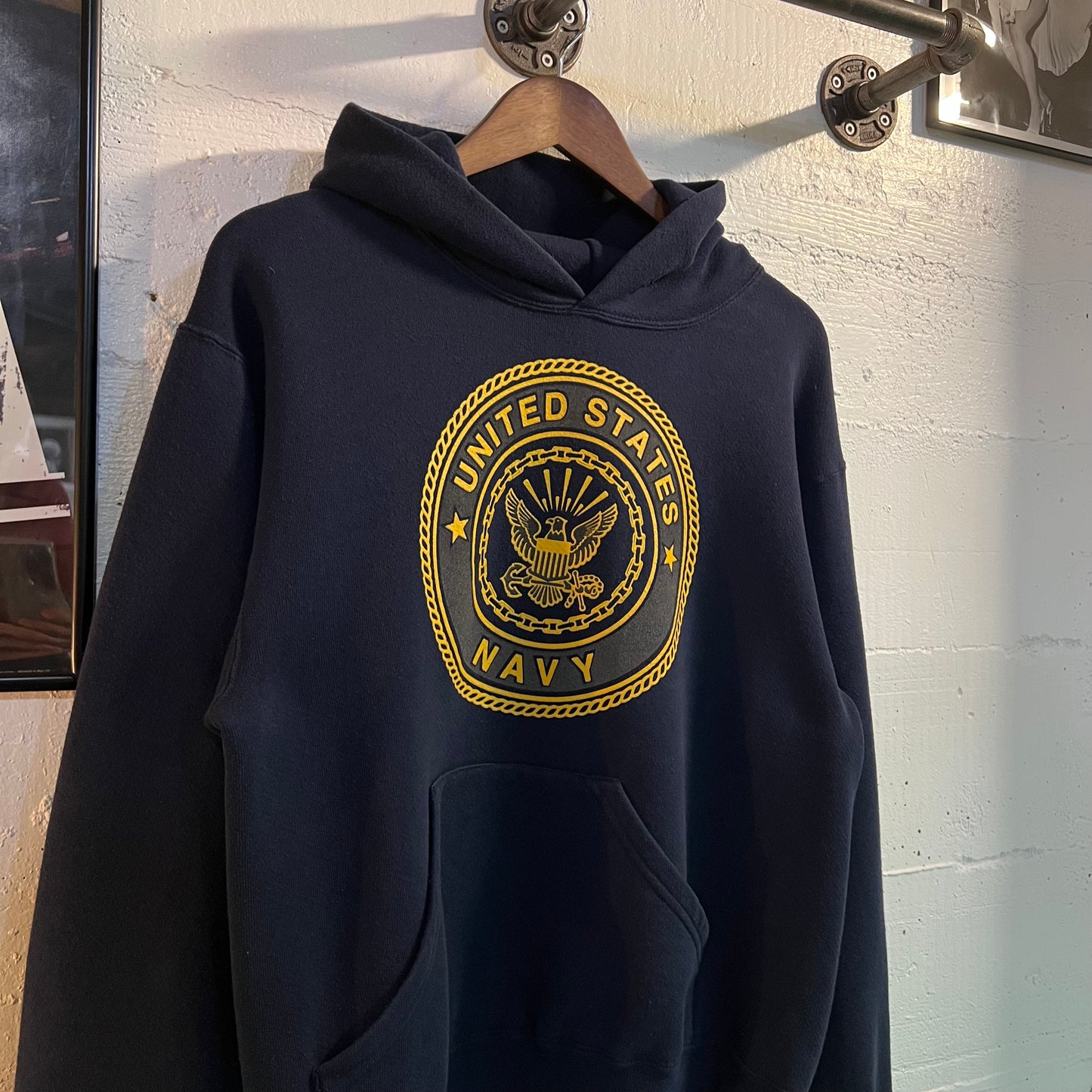 Vintage 90's U.S. Navy Seal Reflective Hoodie Sweatshirt - Size Small - Made In USA - Navy