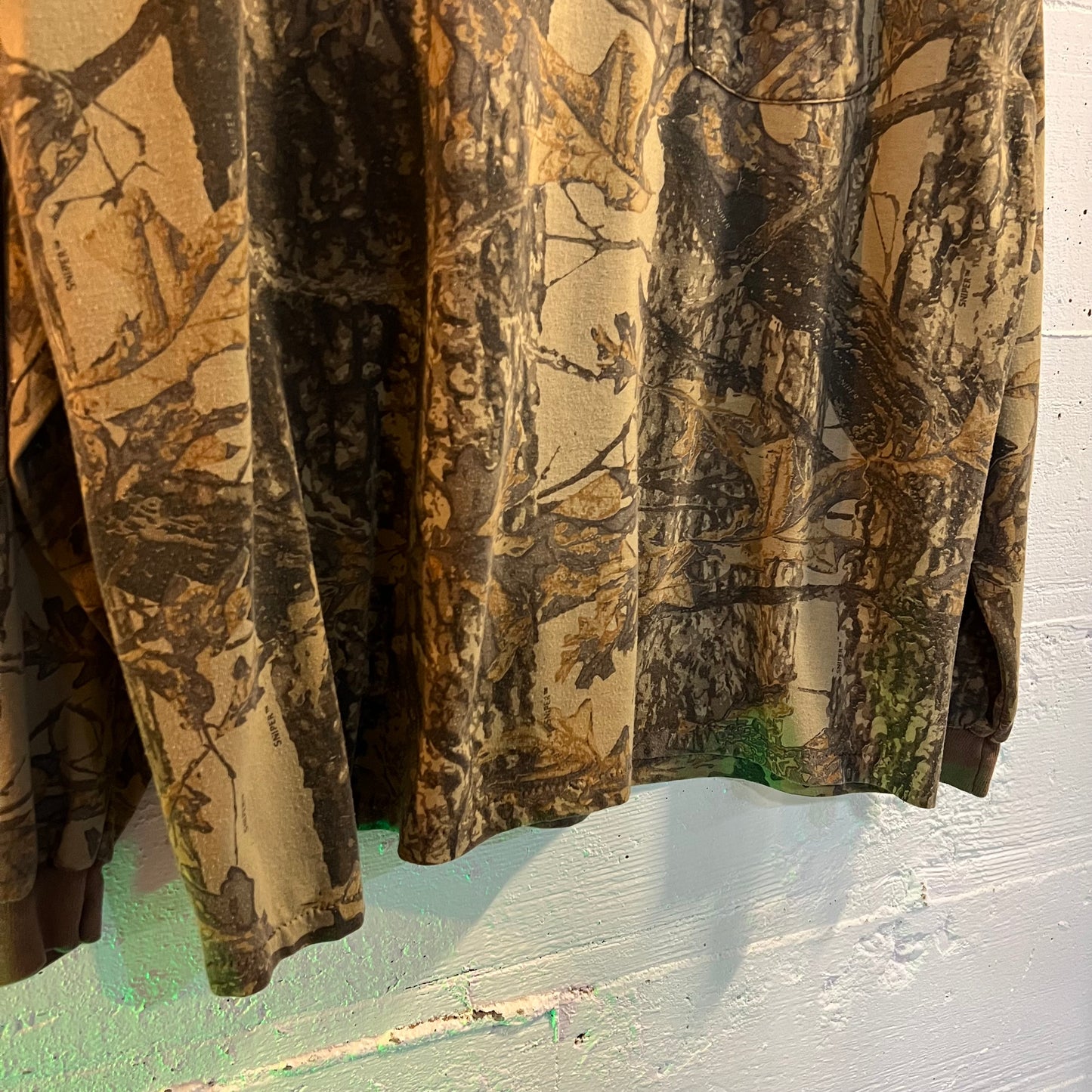 True Vintage Sniper Tree Camo Single Stitch Long Sleeve T-Shirt - Size XXL - Made In USA - Earthtoned