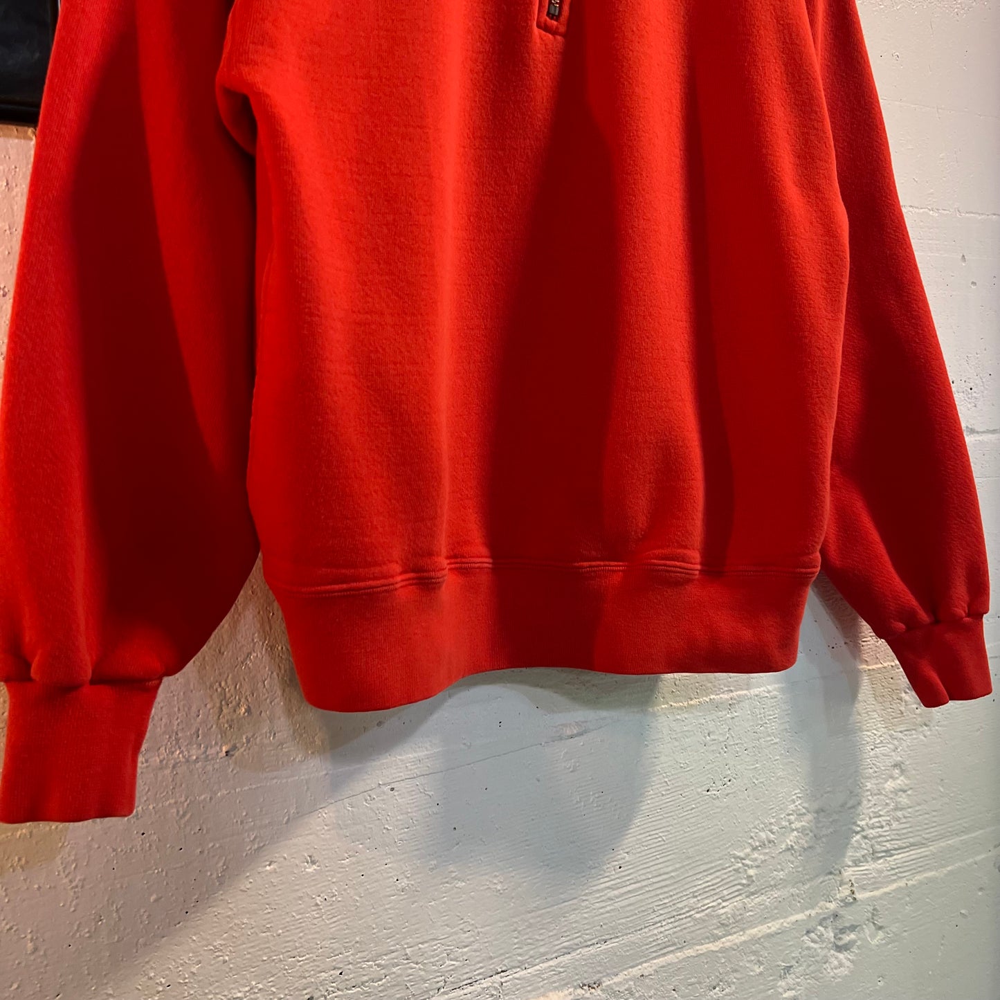 Vintage Russell Athletic 1/4 Zip Pullover Crewneck Sweatshirt - Size Medium - Made In USA - Red