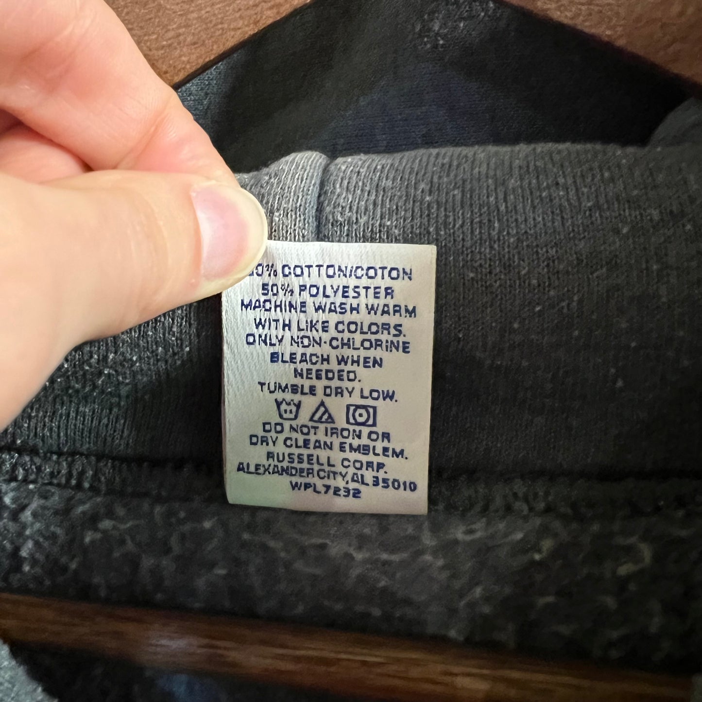 Vintage Russell Athletic Blank Full Zip Hoodie Sweatshirt - Size XL - Dark Grey