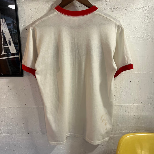 Vintage 80’s Boy Scouts Of America Ringer Single Stitch T-Shirt - Size Large Men’s - Made In USA - White/Red/Black