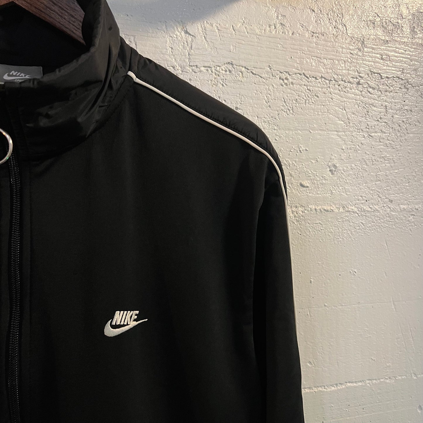 Vintage 2000's Nike Embroidered Sleeve Piping Track Jacket - Size Medium - Black/White