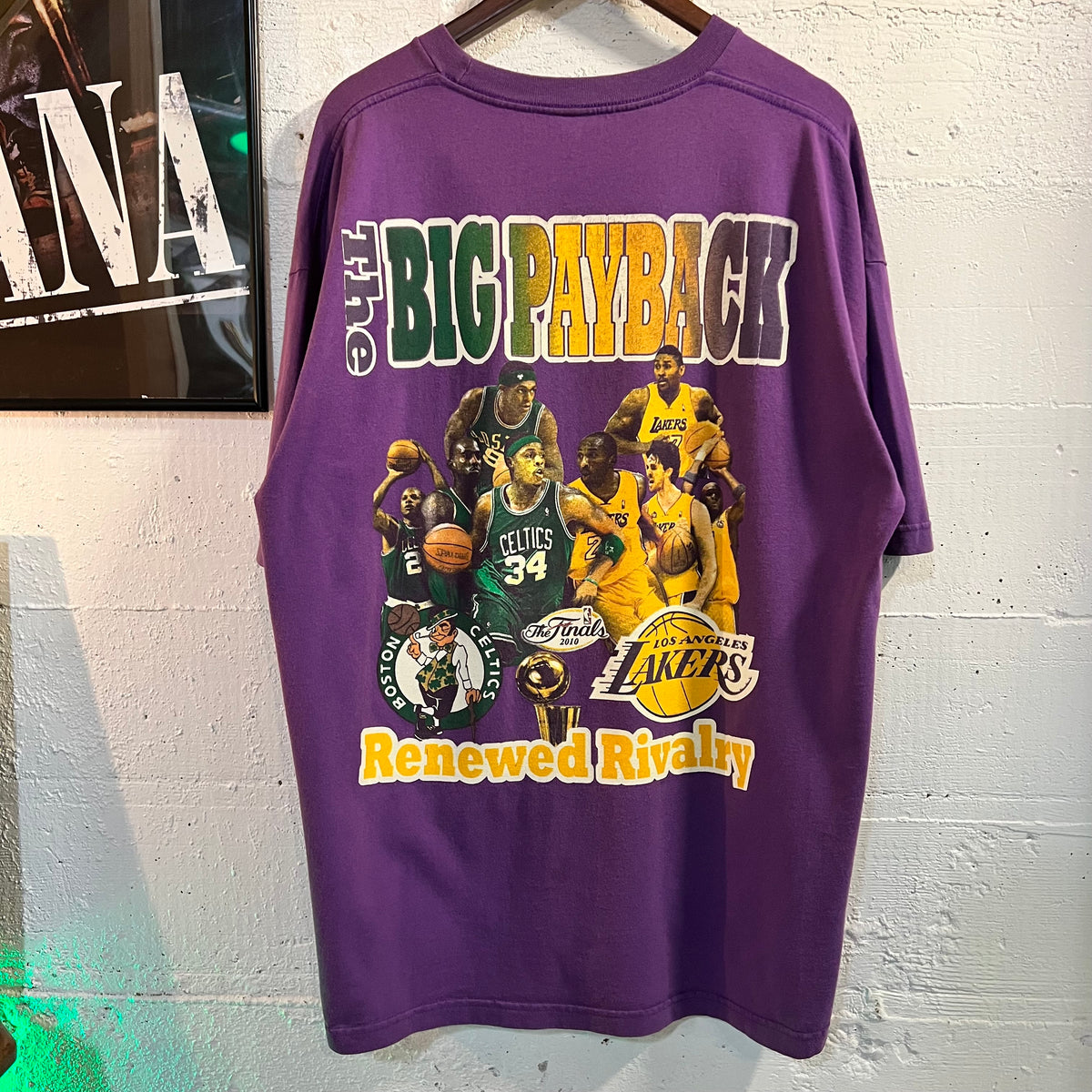 Vintage 2000's Kobe Bryant Los Angeles Lakers '2010' NBA Finals Rap Style T-Shirt - Size XXL - Purple/Gold