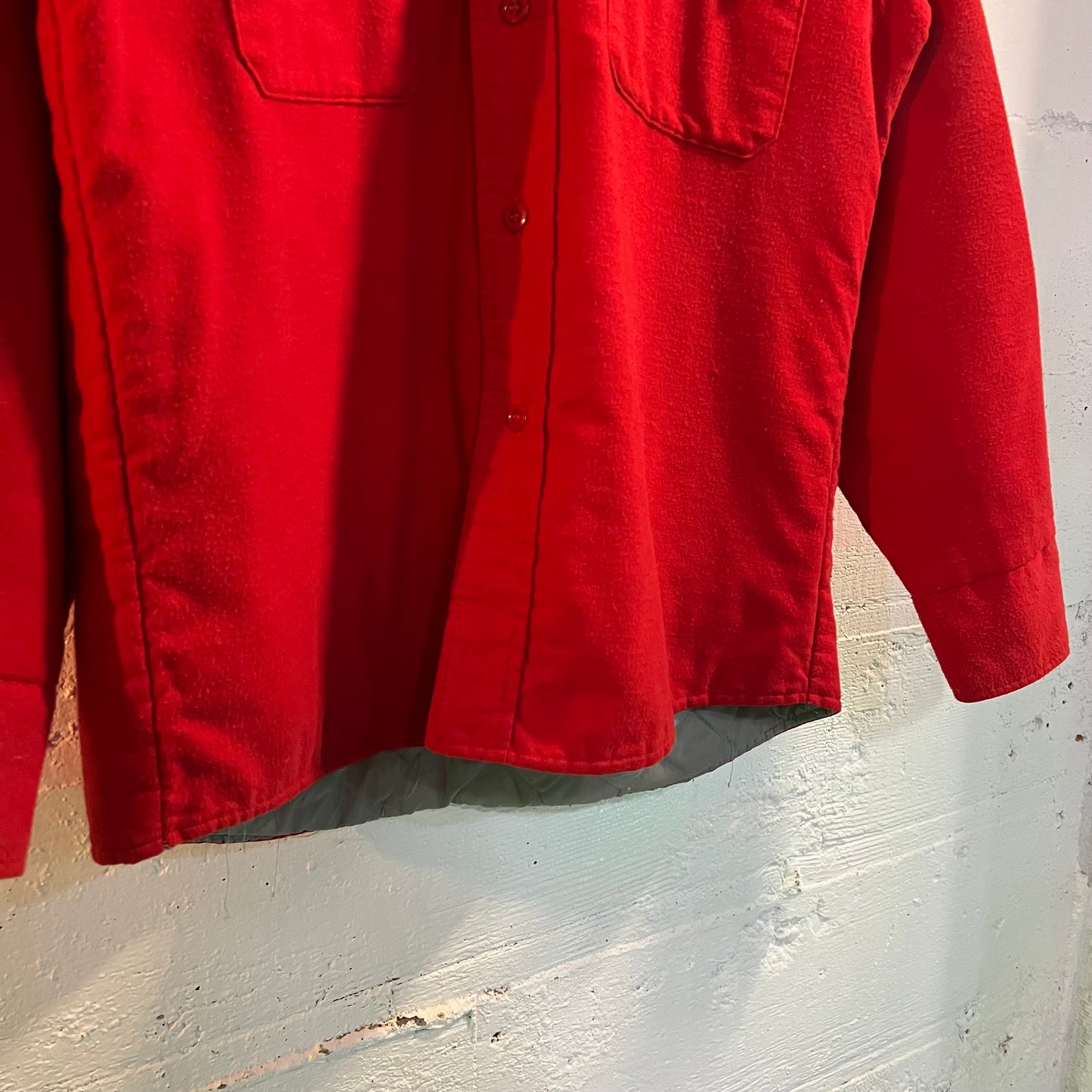 True Vintage 60's/70's Sears Fieldmaster Quilt Lined Flannel Shirt - Size Medium (15-15.5) - Red