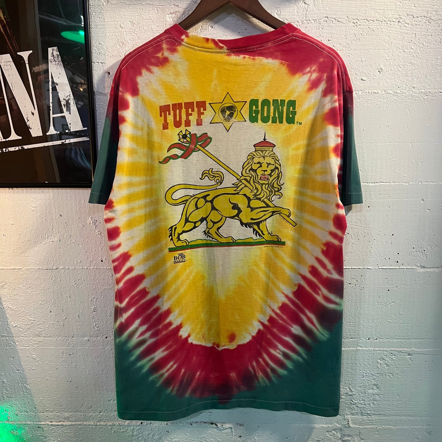 Vintage 90's Bob Marley Tuff Gong Single Stitch Tie Dye Rap T-Shirt - Size XL - Made In USA - Red/Green/Yellow-
