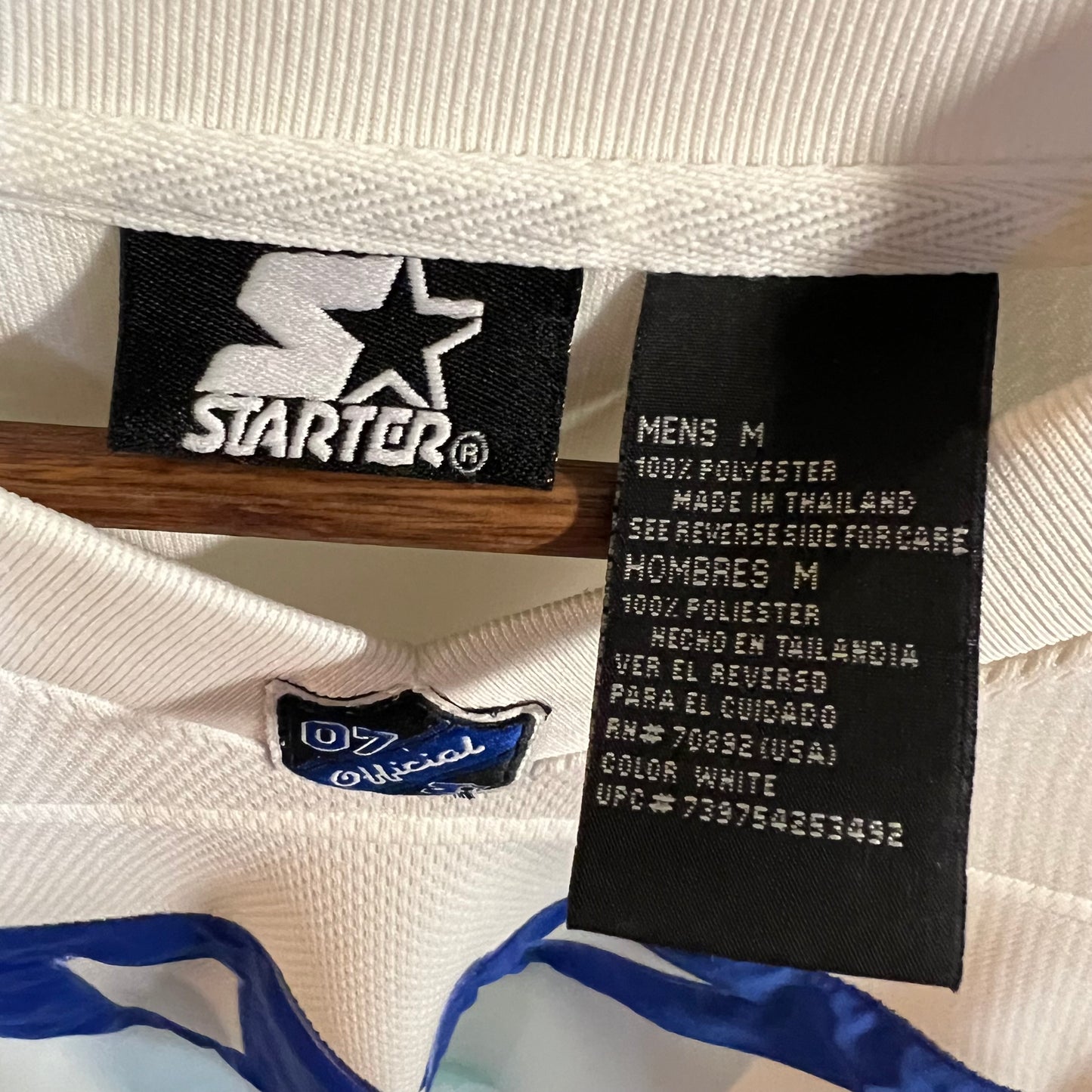 Vintage 2000's Starter 07 Long Sleeve Stitched Jersey - Size Medium - White/Blue