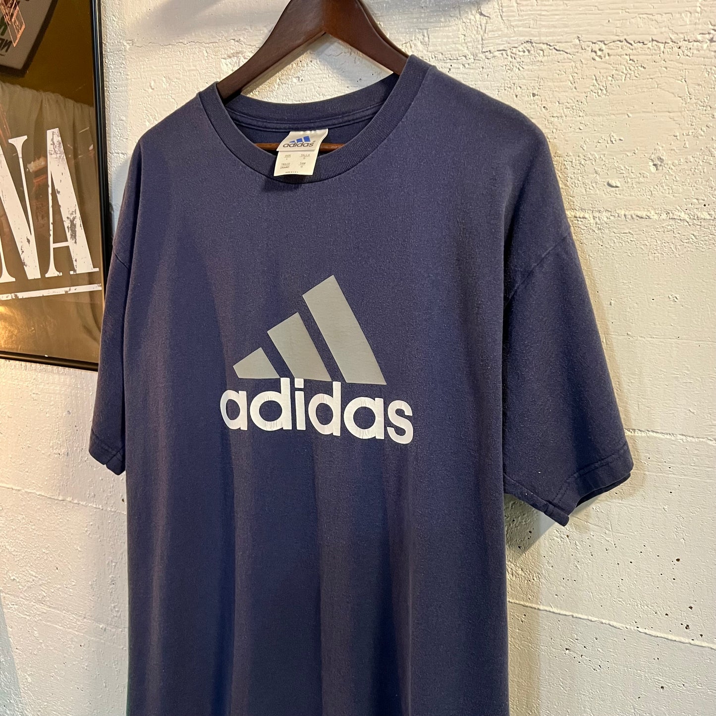 Vintage 90's Adidas T-Shirt - Size Large - Made In USA - Navy