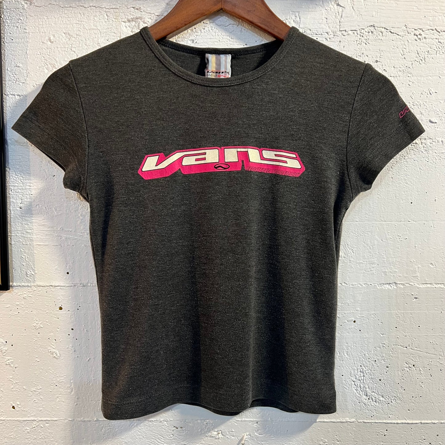 Vintage Late 90's Vans 'Registered Trademark Glitter Logo Baby Tee - Size Small - Made In USA