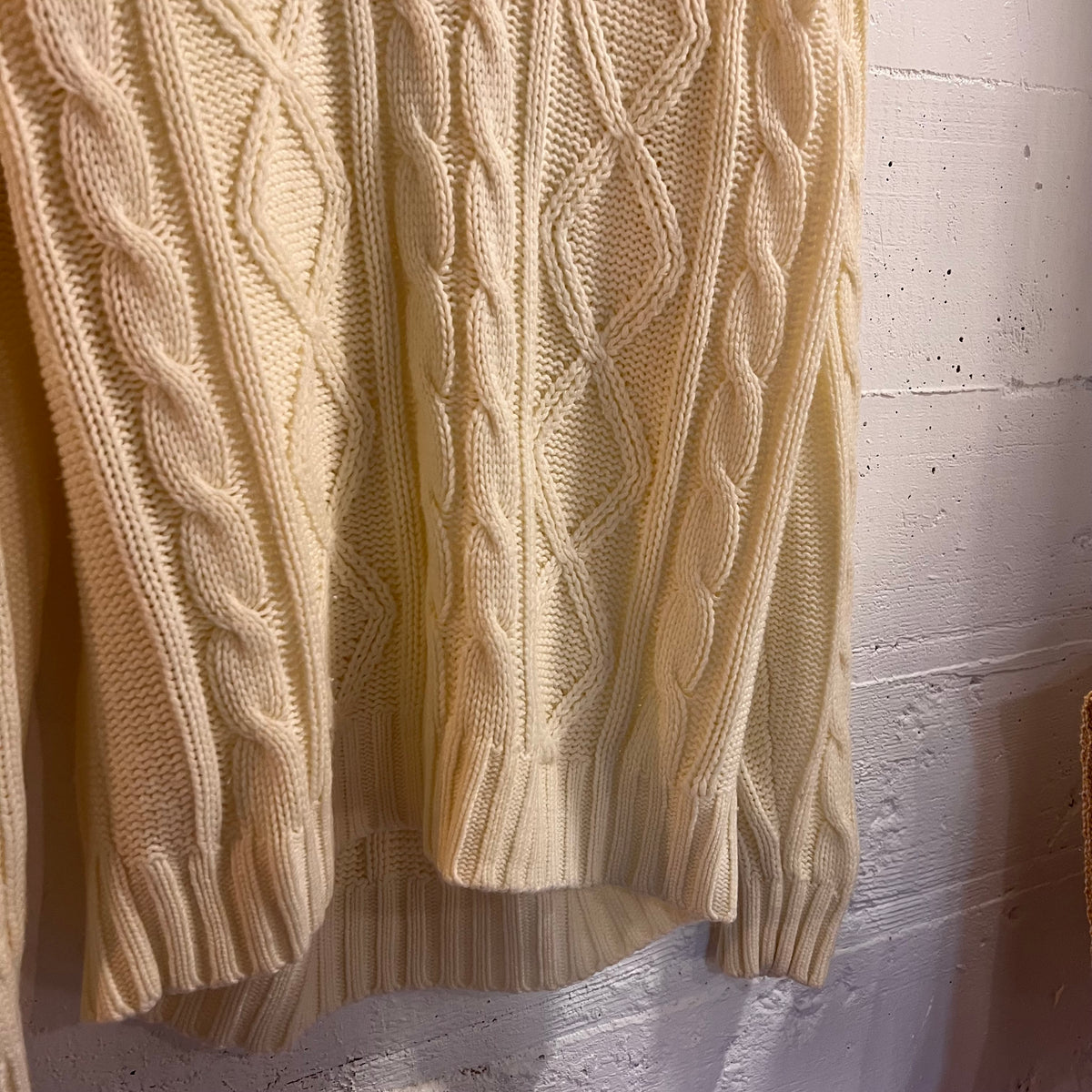Vintage 70’s Sears Kings Road Fisherman’s Cable Knit Pullover Knitted Sweater - Size Medium - Cream