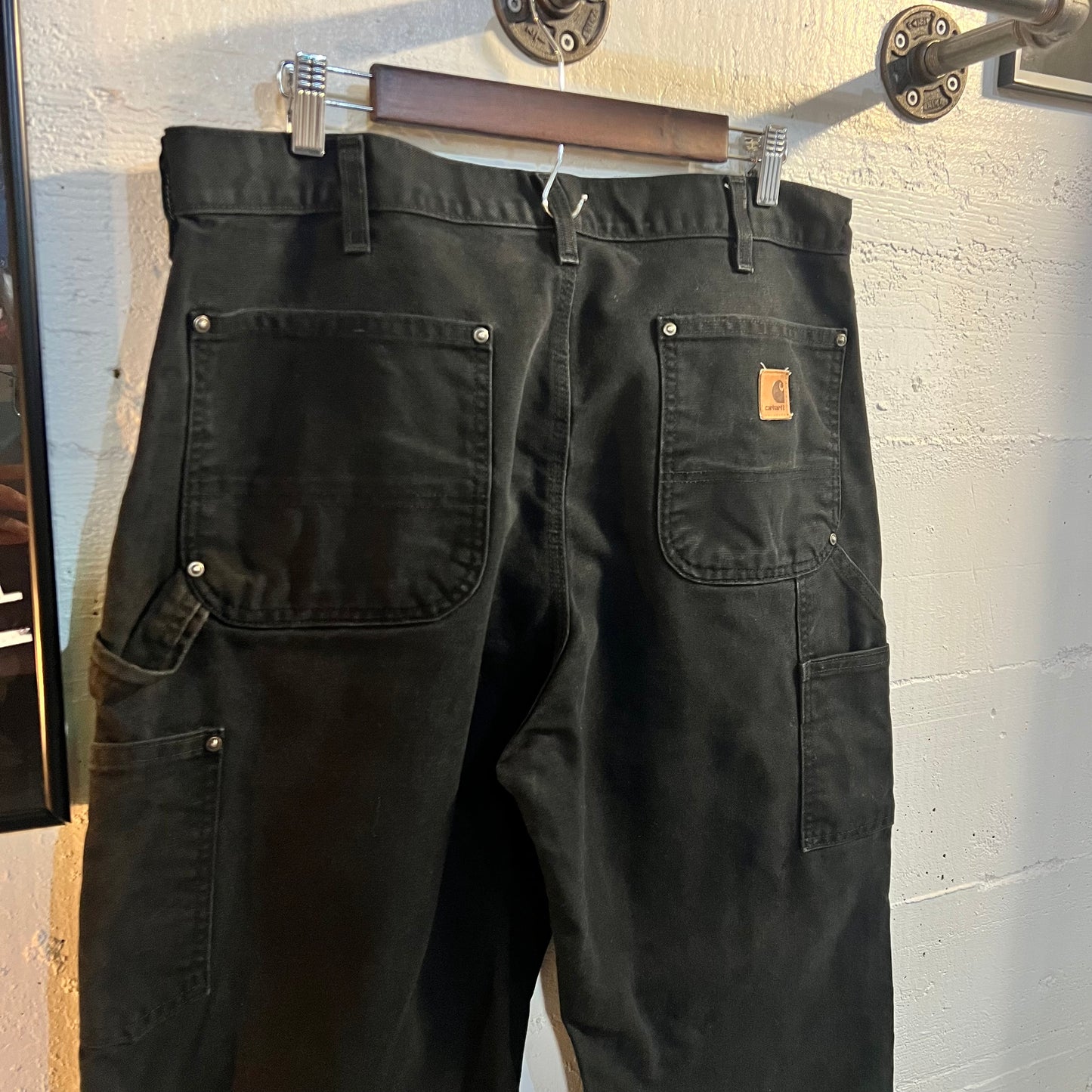 Vintage Carhartt Duck Canvas Original Fit Double Knee Work Pants - Size 35" x 32" - Black - B136 BLK