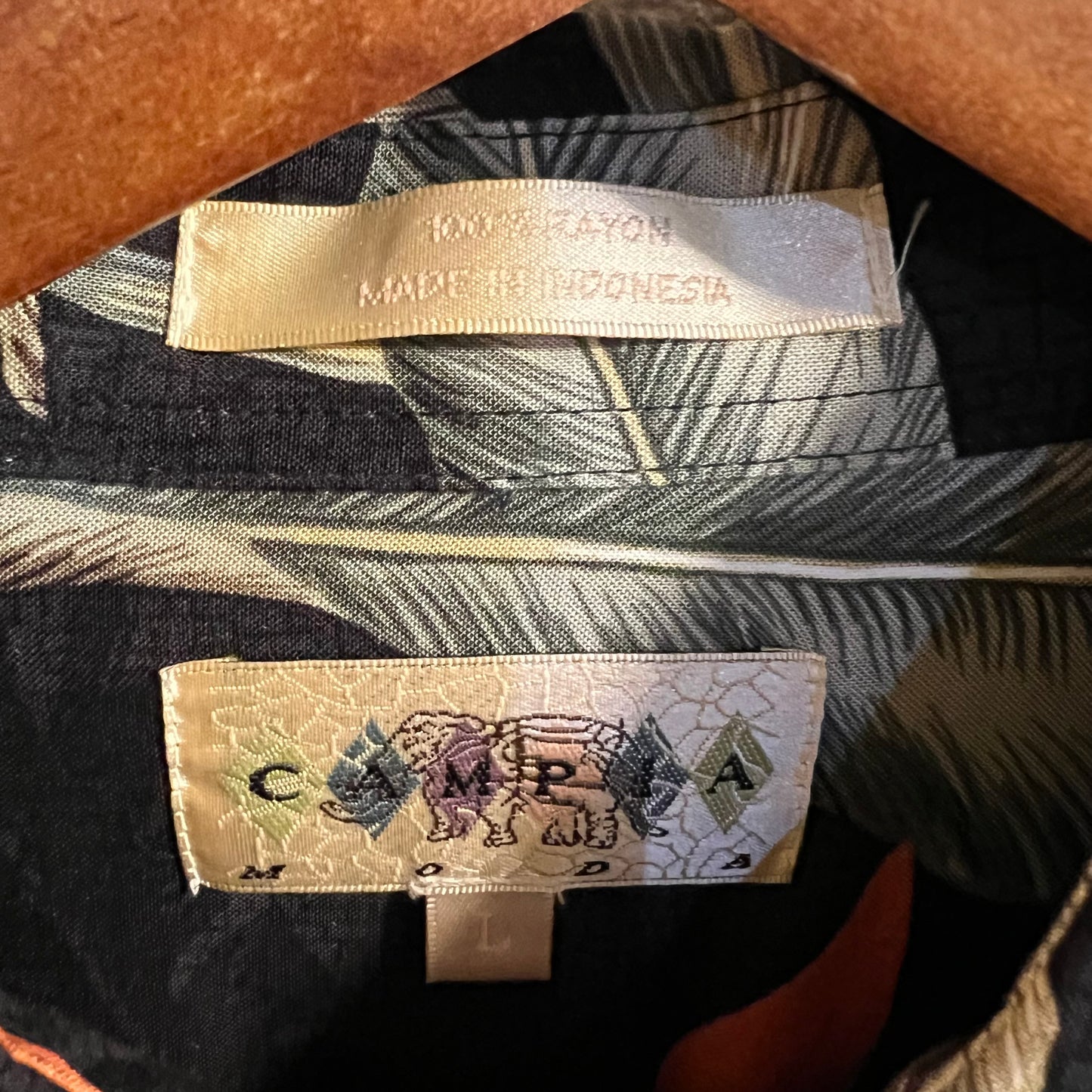 Vintage Campia 100% Rayon Aloha/Hawaiian 'Bird of Paradise' Floral Shirt - Size Large - Black/Multi
